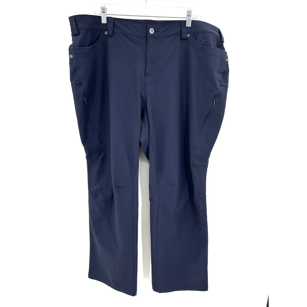 DULUTH TRADING CO Womens Navy Blue Flexpedition Cargo Pants Zip Pockets Size 22W